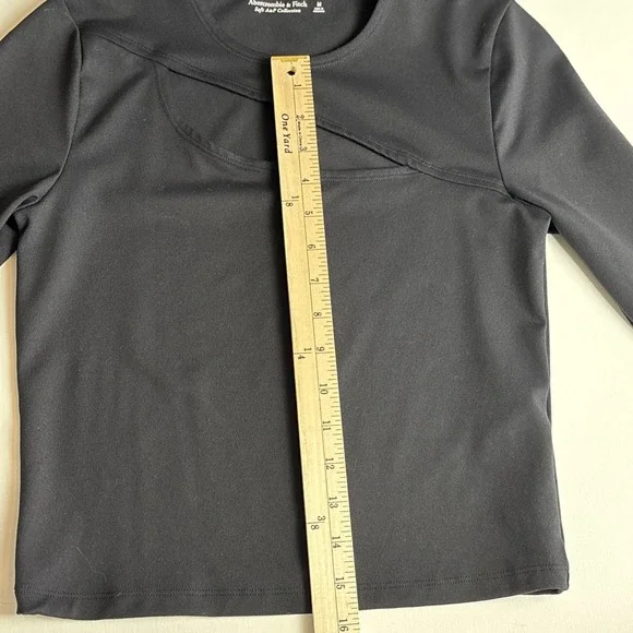 Abercrombie & Fitch Black Cutout Long Sleeve Crop Top Size M Whimsigoth - Picture 5 of 6
